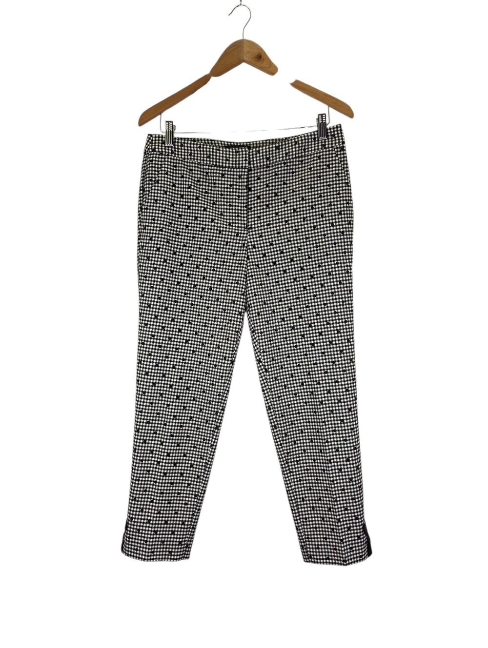 Talbots Womens Chatham Polka Dot Ankle Straight Leg Trousers White Black Size 6P